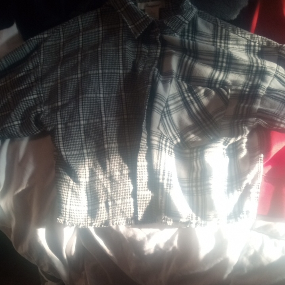 Passport Black and White Plaid Women's Button Down Shirt